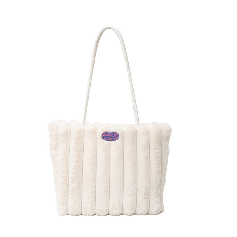 Autumn And Winter Plush New Casual Shoulder Large Capacity Totes