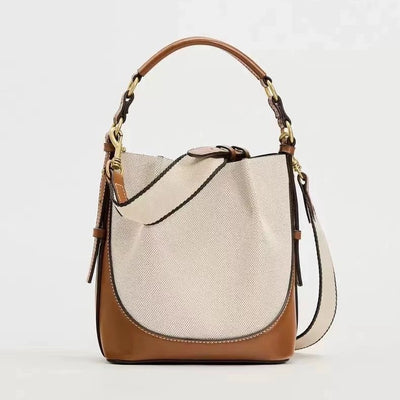 Fashion Drawstring Canvas Contrast Color Bag