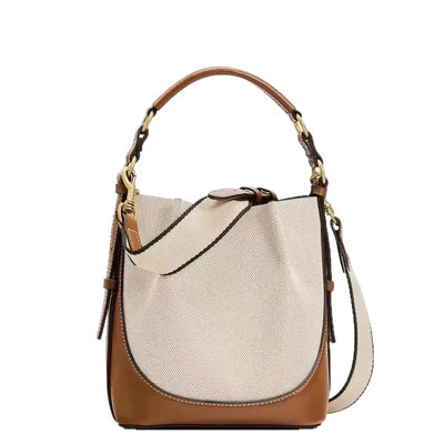Fashion Drawstring Canvas Contrast Color Bag